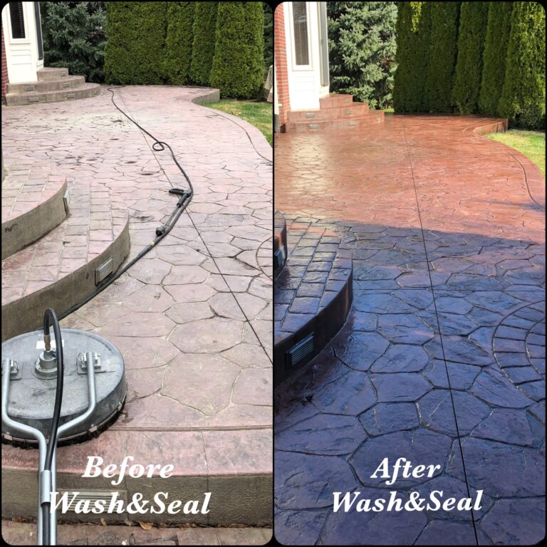 Stamped Concrete Pressure Wash and Seal in Macomb Twp., Mi