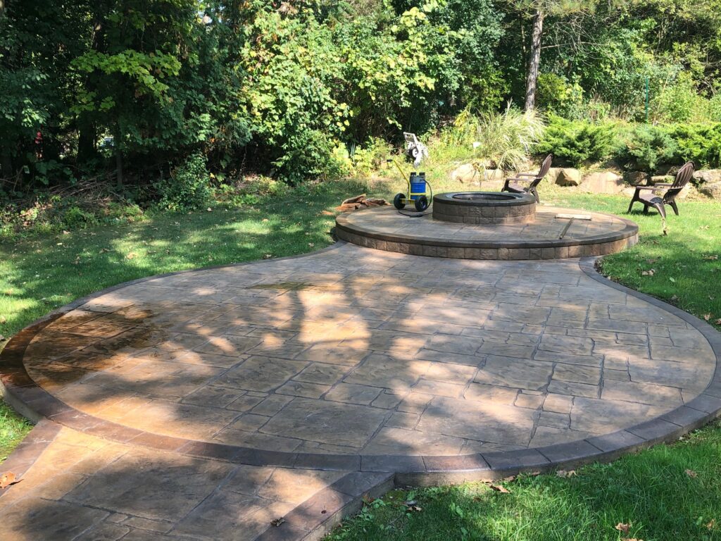 Stamped Concrete Patio Before Cleaning & Sealing in Clarkson