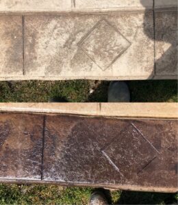 Stamped Concrete and Exposed Aggregate Border Staining