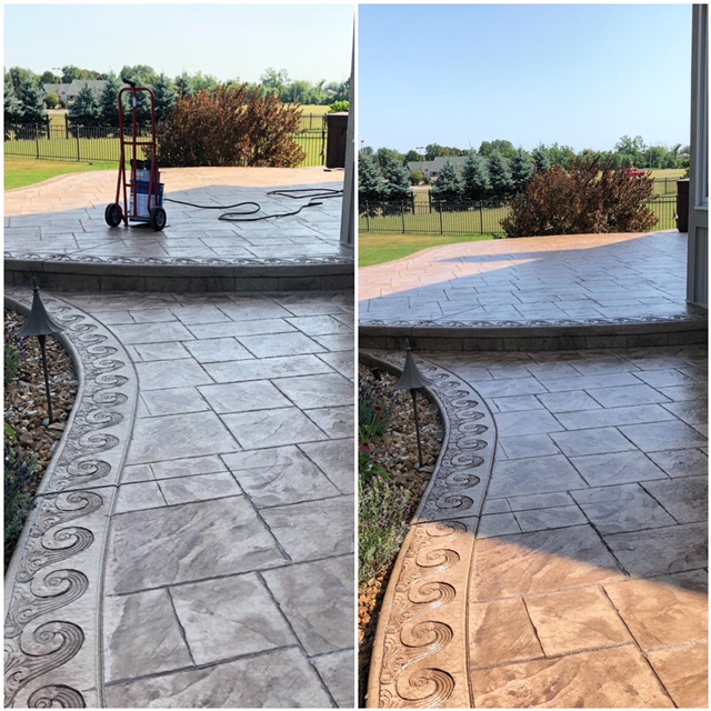 Stamped Concrete Patio Cleaned & Sealed in Shelby Twp., Mi.