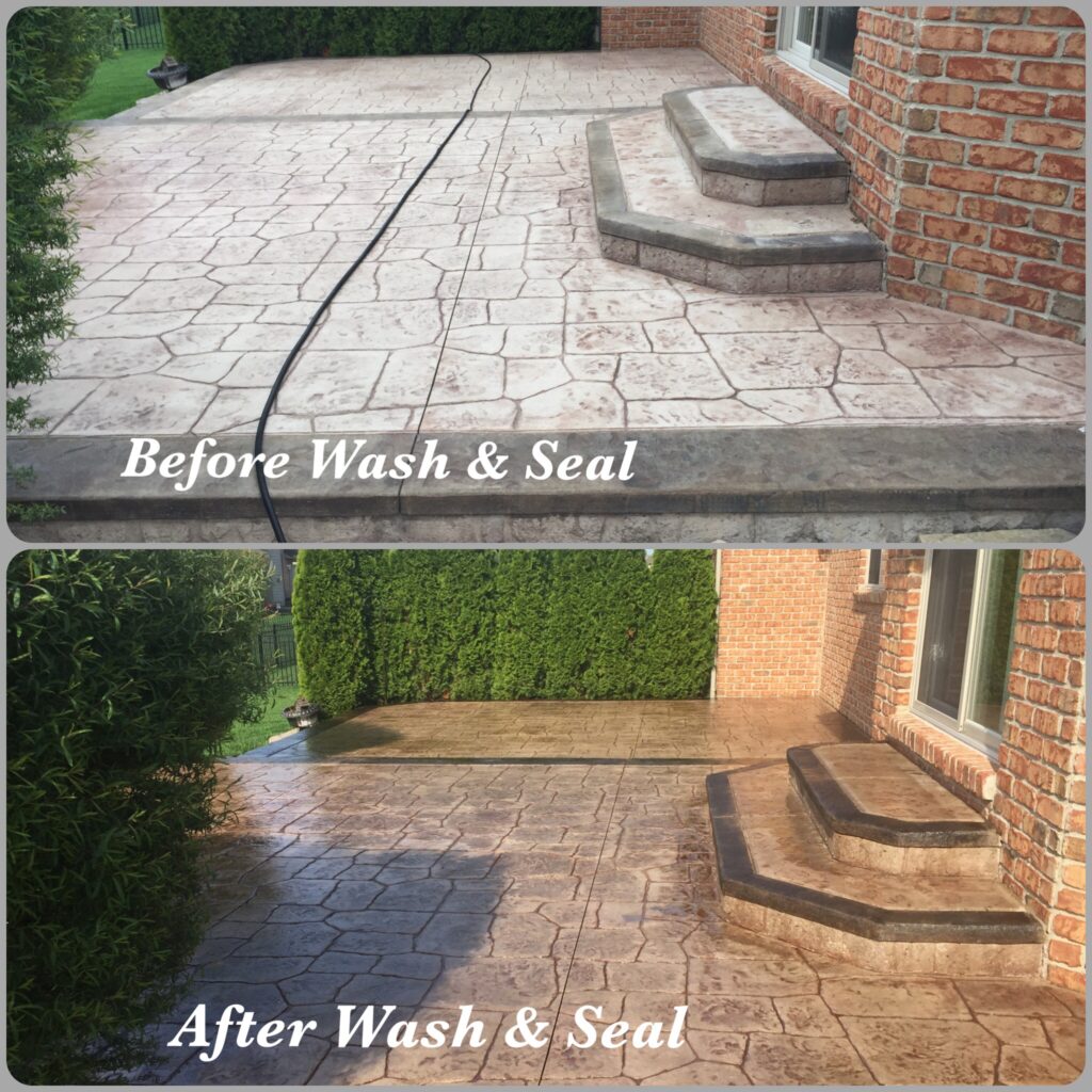 Stamped Concrete Pressure Wash & Seal in Macomb Twp